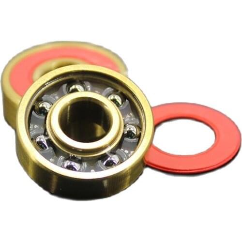 Skateboard 608-TIG Bearings 8x22x7mm ( 2 PCS ) ABEC -5 608 V RS Surface Gold Titanium Plating Nylon Cage 608 Ball Bearing