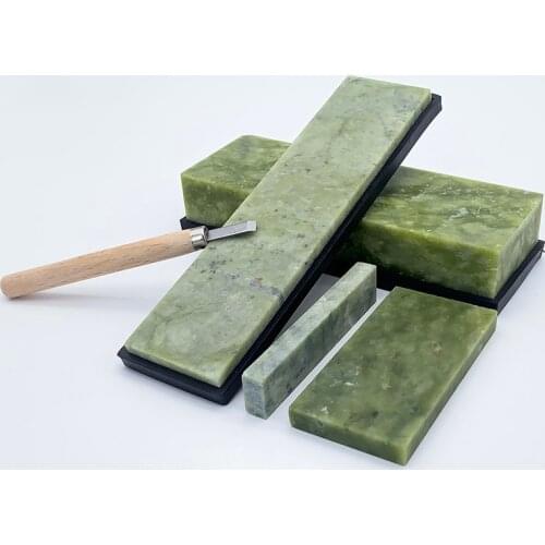 Natural green jade with base sharpening whetstone for professional kitchen knfie Edge sharpener agate 10000 grit Grinding