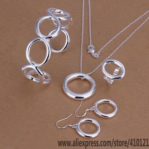 S293 High Quality Anniversary Jewelry Sets,Wholesale Fashion Jewelry Elegant Charms Fashion Circle Ring Earrings Bangle Necklace