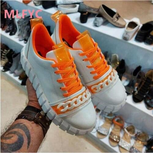 2021 new womenss neakers large size womens thick-soled increased chain decoration outdoor casual womens shoes
