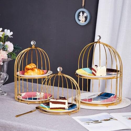 1pc Wrought Iron Bird Cage Table Decoration Cake Dessert Cake Display Stand Rack Snack Holder Wedding Birthday Party Supplies