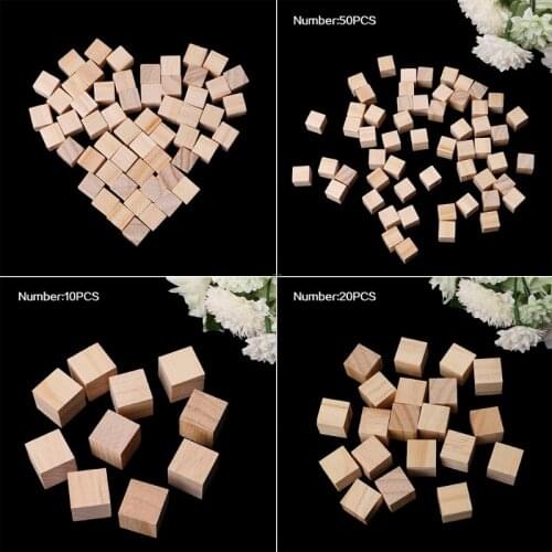 10/20/25mm Wooden Square Blocks Mini Cubes Embellishment for Woodwork Craft DIY