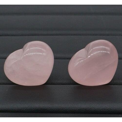 2Pcs Natural Rose Quartz Crystal Carved 1.2" Heart Shaped Palm Stone Reiki Healing Love Gemstone Gift