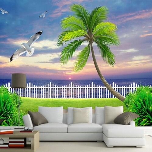 Dropship Custom 3D Mural Tropical Seaside Landscape Beautiful Mural Sofa Living Room TV Bathroom Wallpaper Walpaper for Room
