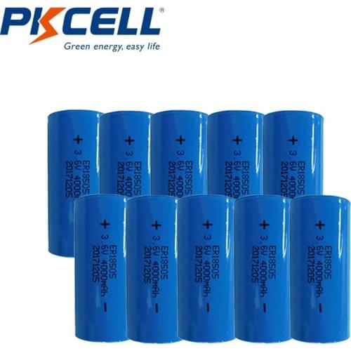 10PCS PKCELL ER18505 18505 3.6V Volt 4000mAh Li-SOCL2 Batteries for standby power