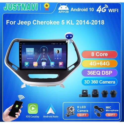 Car Radio Radios For Jeep Cherokee 5 KL 2014-2018 Multimedia Video Player Navigation GPS Android 9.0 Carplay 360 Sony Camera