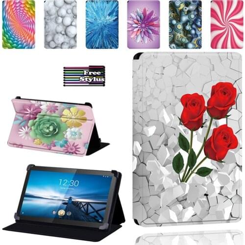 PU Leather Tablet Case for Lenovo Smart Tab M8 8" / Tab M10 10.1" Foldable Protective Case Cover + Stylus