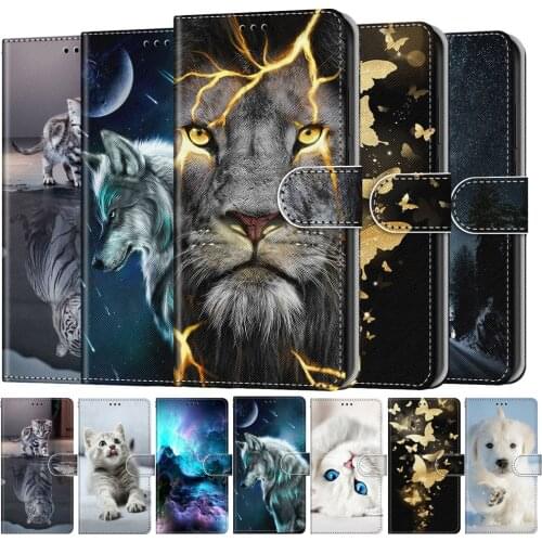 Flip Leather Phone Case For Samsung Galaxy A02 A02S A12 A32 A42 A52 A72 5G M02 M02S M12 Wallet Card Holder Cover Cat Dog Painted