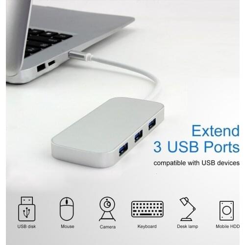 CHYI Usb C Hub Type C To Multi 3 Port Usb 3.0 Hab Splitter Adapter Usb3.0 Dock Micro Aluminum Alloy PC Accessories For Computer