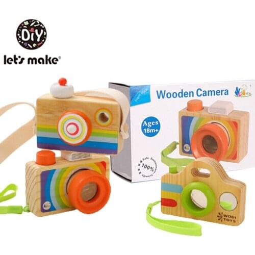 Lets make Wooden Baby Toys Wooden Mini Camera Toy with Multi-Prisms Kaleidoscope for Children Montessori kids Camera Toy Gifts