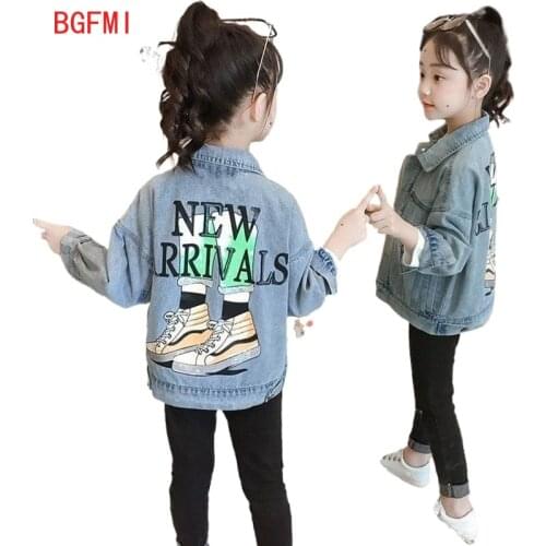 Kids Fall Jean Jacket Spring Boy Girls Printed Letters Denim Jacket Teens Outerwear New Fashion Girls Jackets Coats Kid Clothing