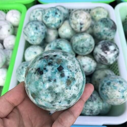 2.2LB Wholesale polished crystal spheres gemstone natural quartz green white Phoenix Stone crystal ball for Healing Reiki