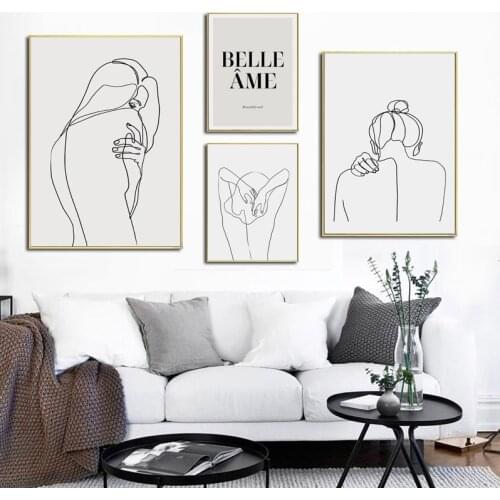 Canvas Painting Line Drawing Sexy Woman Quote Posters And Prints Wall Art Artworks Canvas Poster Pictures Nordic Home Decoration