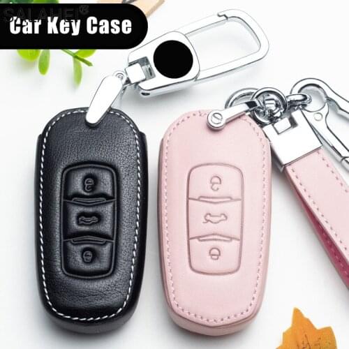 Leather Car Key Cover Protection Ring for Geely Atlas Boyue NL3 GS X6 X7 EX7 Emgrand X7 SUV EC7 GT GC9 Borui SUV GT