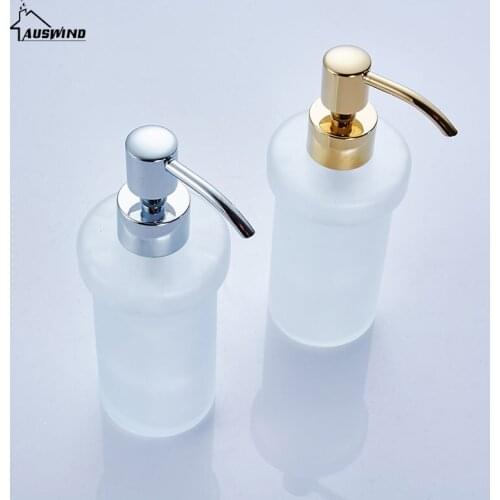 Brass wall-mounted bathroom products European style transparent crystal frosted glass container antique soap dispenser