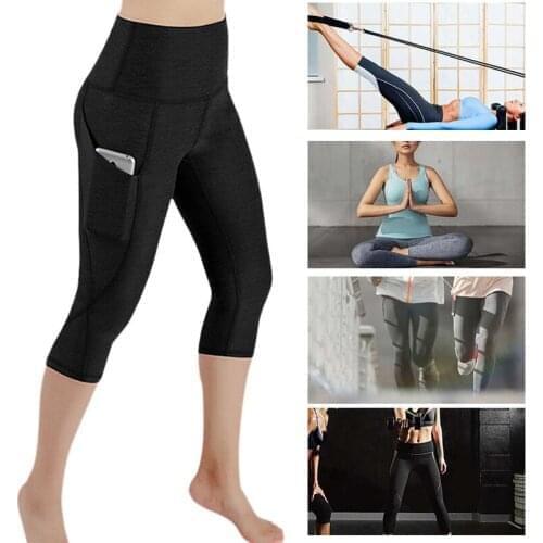 S-2XL Yoga Pants women Calf-length Pants Capri Pant Sport leggings Women Fitness Yoga Gym High Waist Leggins Black