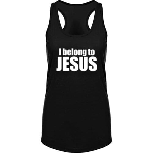 Lyprerazy Summer Funny Letter Print Tank Top Womens I Belong to Jesus Fitness Workout Racerback Gym Tank Tops Christian Tank