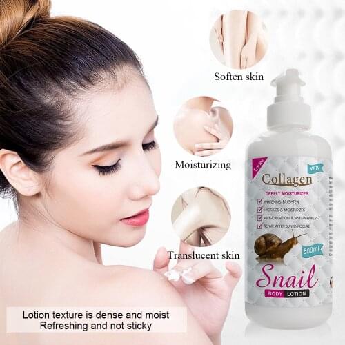 500ml Collagen snail body lotion moisturizing skin care, brightening and hydrating snail body lotion body whitening cream