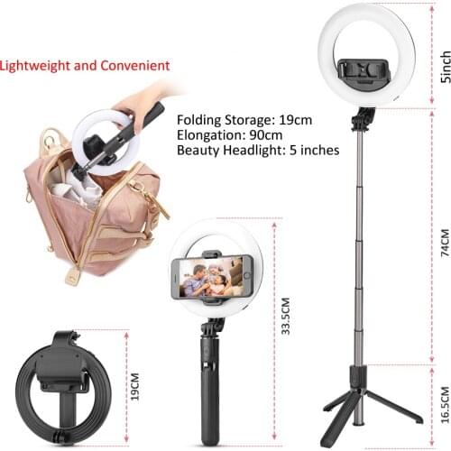 Monopod Camera Tripod Extendable Selfie Ring Light Tourism Selfie-Stick Bluetooth Remote Handheld Mini Wireless LED Fill Lights