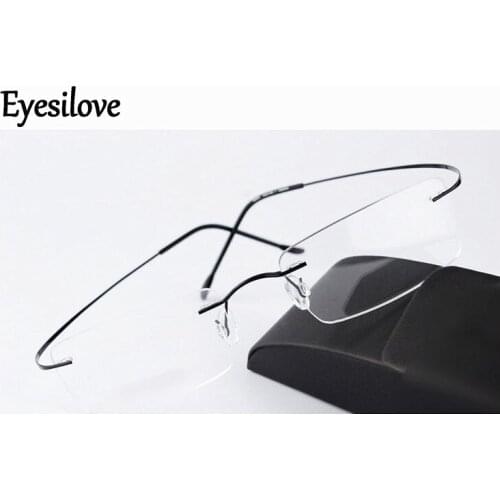 Eyesilove rimless titanium Optical frame fashion women men ultra-light eyewear glasses Frame for Myopia eyeglasses go with cases