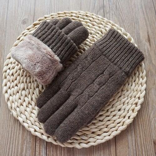 Fashion Mens Wool Touch Screen Gloves High Quality Male Velvet Thick Winter Knitted Warm Gloves outdoor Driving Mittens