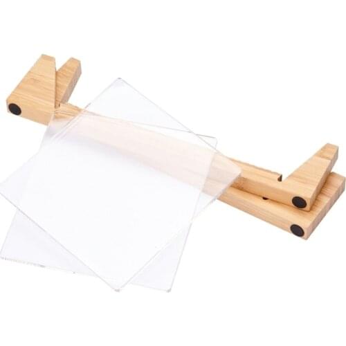 Vinyl Record Storage Holder Display Stand Acrylic Ends Wooden LP Albums Rack 24BB