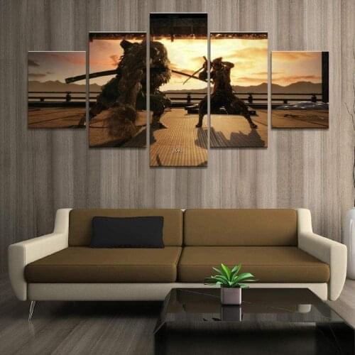 5 Piece Wall Art Canvas Game Character Prints Samurai Duel Figure Posters And Pictures Home Living Room Decoration Paintings