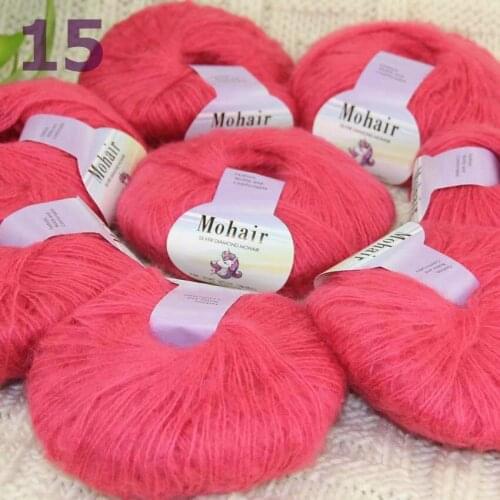 Sale New 8BallsX25g Luxury Soft Mohair Warm Wrap Shawl Hand Knit Crochet Yarn Raspberry 291-15-8