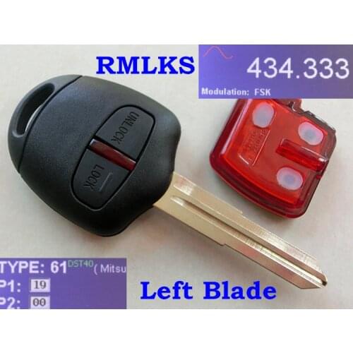 RMLKS Remote Key 2 button 433MHz 4D61 Fit For Mitsubishi L200 Shogun Pajero Montero Triton MIT8 blade Left blade