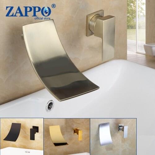 ZAPPO Basin Faucet Modern Bathroom Mixer Tap Black/Gold Wash basin Faucet Single Handle Hot and Cold Waterfall Faucet