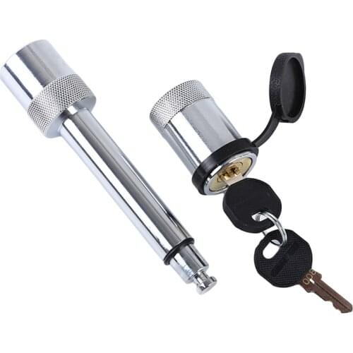 Heavy Duty 5/8" Trailer Hitch Pin Lock Plum Blossom Lock Core 2 Keys & Rubber Cap For Class III, IV, V Hitch Receiver