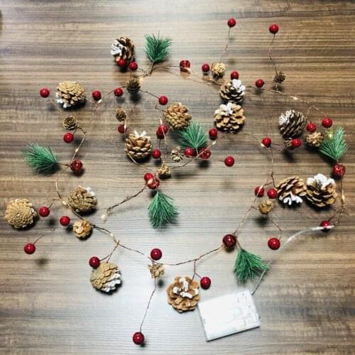 Led Pine Cone Pine needle String Light Battery Powered Copper Wire Lamp for Christmas New Year room Outdoor Garden Decoration