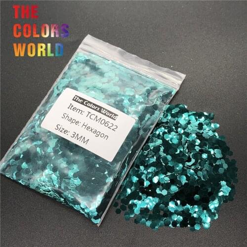 TCM0622 Dark Green Color Metallic Luster Hexagon Shape Nail Glitter Nail Art Decoration Makeup Body Paint Nail Gel Handwork DIY
