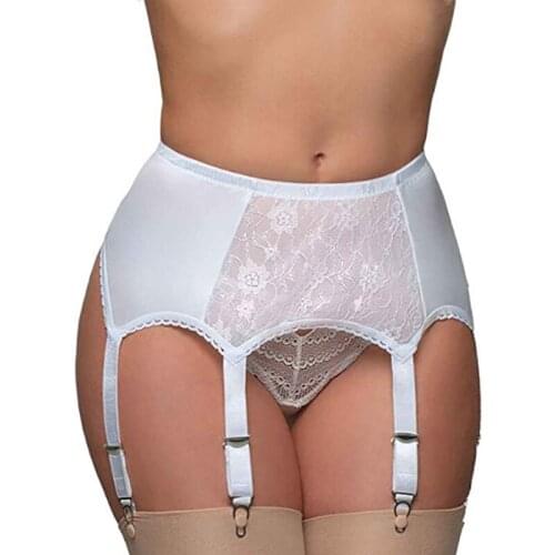 Vintage High Waist Garter Belt Mesh Suspender Belt 6 Straps Garter Belt for Thong Stocking Plus Size S-XXL