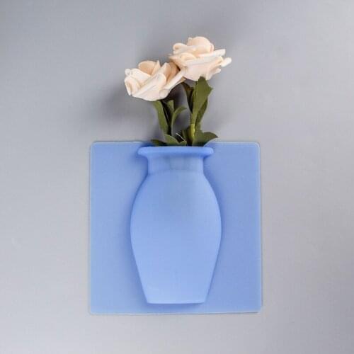 Magic Silicone Vase Pots Removable Wall Fridge Sticker Flower Plant Vases Container Home Decor DIY Soft Flowers Bottles