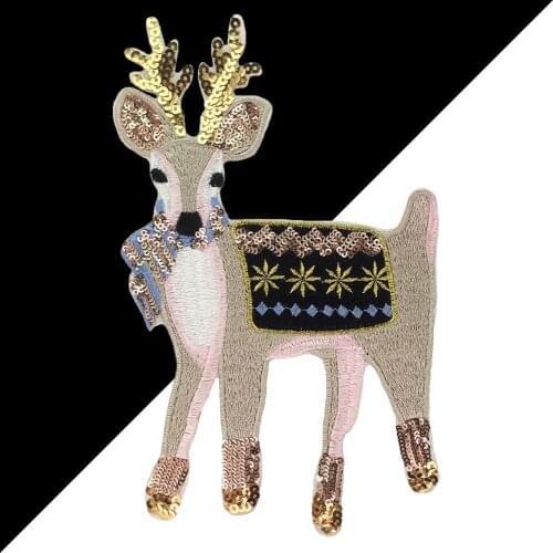 Embroidered Patches Creative Applique Sika deer Handmade DIY Clothes Sewing Supplies Accessories Iron on clothes Patch Rr84