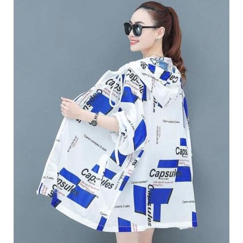 Women Summer Jacket 2021 Female Printing Sun Protection Clothing Loose Plus Size UV Protection Coat Ladies Sun Protection Top B