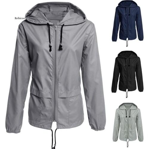 Women Jacket Waterproof Windbreaker Hooded Jacket Coat Outdoor Hiking Clothes Lightweight Raincoat Womens Raincoat