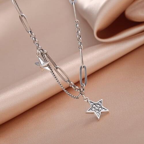 Bohemia Metal Geometry Star Pendant Necklace for Women Vintage Contracted Joker Sweater Chains Choker New Necklace 2020