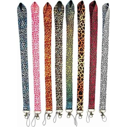 10PCS Nylon Leopard Printed Key Lanyard Cheetah ID Badge Holders Animal Phone Neck Straps with Keyring