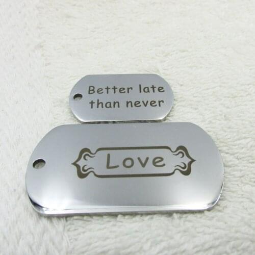 100pcs/lot Stainless Steel Dog Tags Customize Laser Engraved Dog Tags Laser Printed with Words or Logo