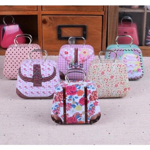 100pcs Mini Handbag Tin Box Home Cable Organizer Storage Box Zakka Wedding Gift Candy Jewelry Container Tea Boxs SN3107