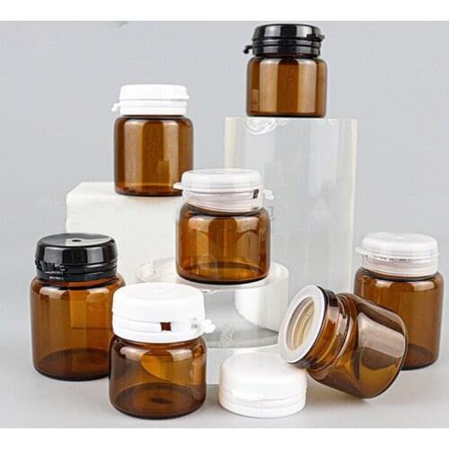 5Pcs Amber Glass Jar Plastic Lid Cap Inner Liner For Salve Homemade Lotion Cosmetics Face Cream Sample Container 5/10/15ml