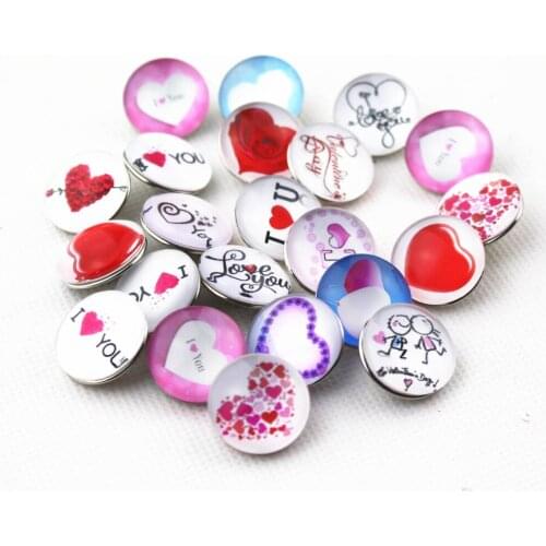 New Arrival 50pcs/lot I Love You Heart Snap Buttons fit 18mm Ginger Button Snap Bracelet&Bangles Letters DIY Snap Jewelry Charms