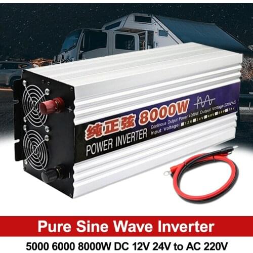 5000W 6000W 8000W Pure Sine Wave DC 12V 24V To AC 220V 50Hz 60Hz Solar Power Inverter Converter For Car Voltage Transformer