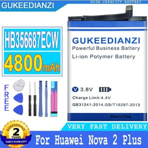 4800mAh GUKEEDIANZI Battery HB356687ECW For Huawei Nova 2 Plus Nova 2i Honor 9i Huawei G10 Mate 10 Lite For Huawei Honor 7X