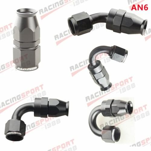 AN6 Straight 45/90/150/180 Degree Reusable Swivel P-TFE T-eflon Hose End Fitting Adapter Black