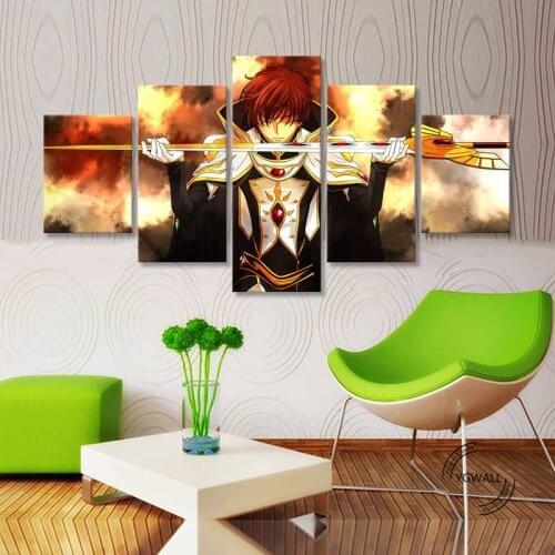 Anime Boy Code Geass Prints Pictures Modular Wall Poster 5 Panel Painting On Canvas Living Room Home Decorative