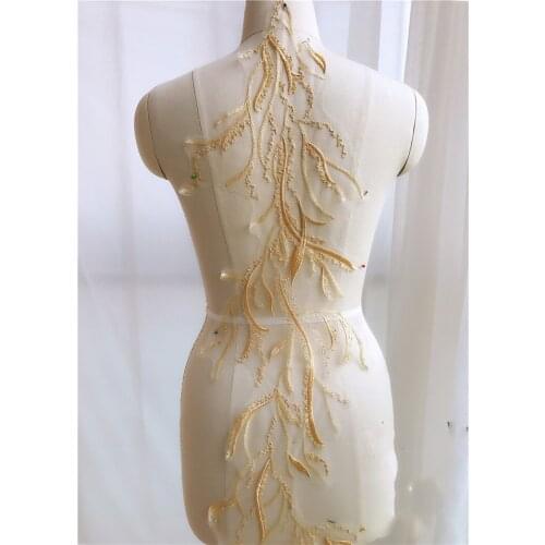 Gold/Silver Flower Embroidery Applique For Wedding Dress Diy Clothing Sew On Lace Fabrics Accessories Decoration Patch Material