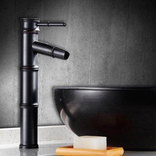 Bamboo antique black faucet copper cold hot stage basin sink lavatory faucet heightening restoring ancient ways